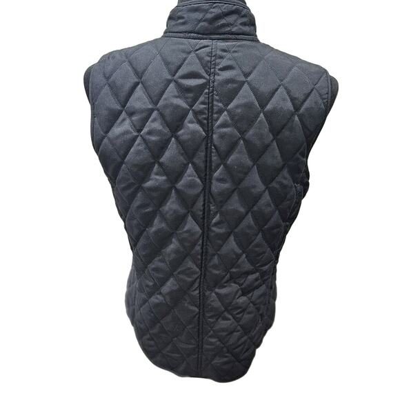 Chaps Black Quilted Reversible Vest Solid Red Snap Pockets Full Zip Medium - Picture 2 of 10
